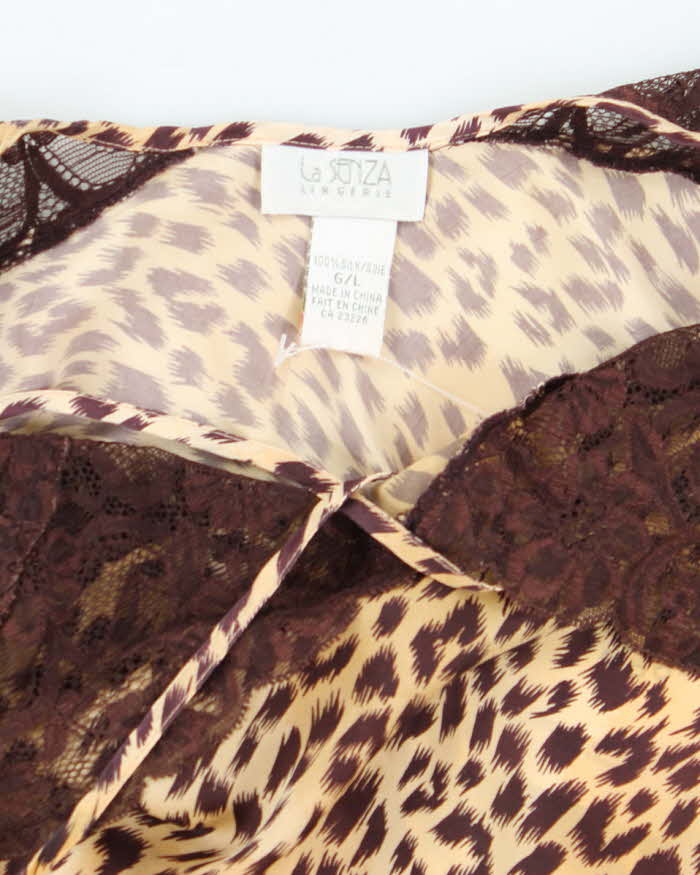 Vintage Y2k 00s La Senza Silk Leopard Print Slip Dress - L