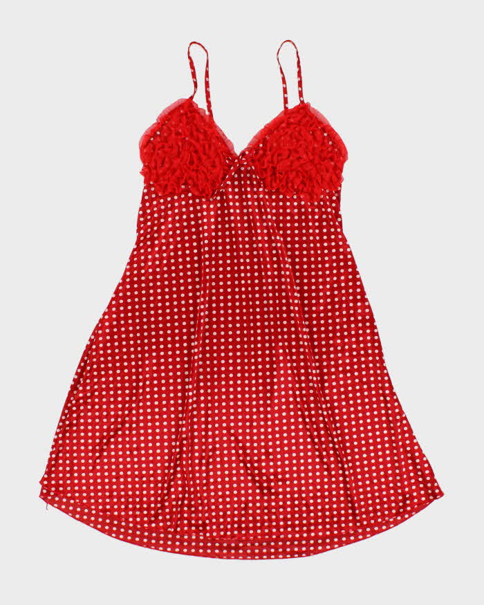 Vintage Y2k 00s High Fashion Polka Dot Slip Dress - S