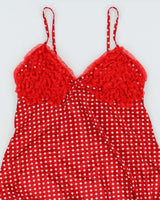 Vintage Y2k 00s High Fashion Polka Dot Slip Dress - S