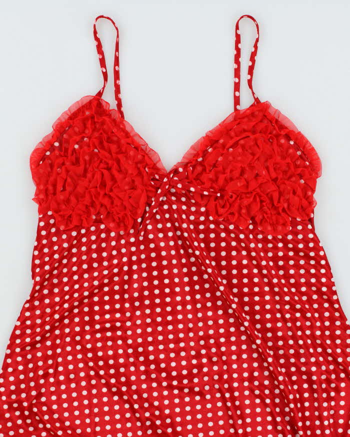 Vintage Y2k 00s High Fashion Polka Dot Slip Dress - S