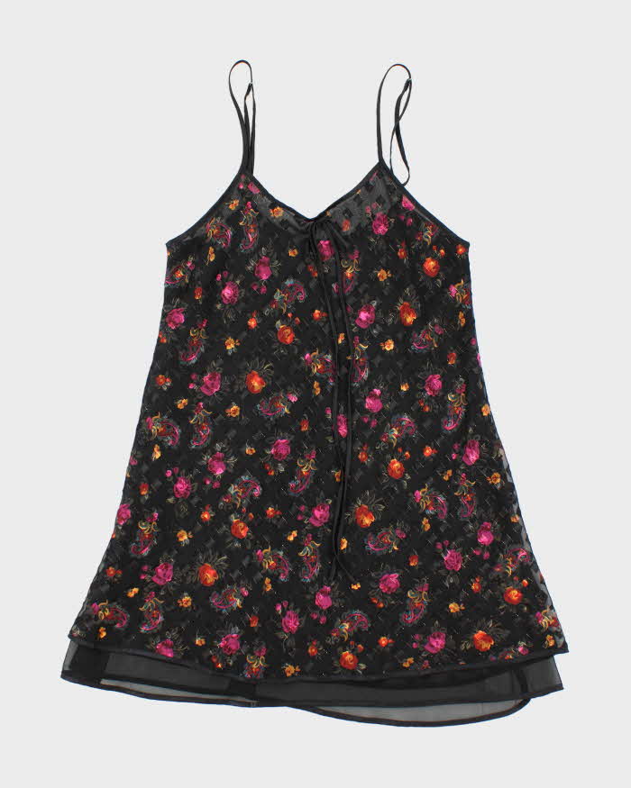 Vintage 90s Versailles Sheer Floral Slip Dress - M
