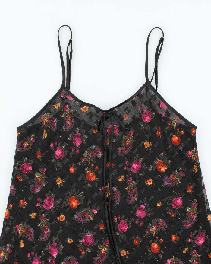 Vintage 90s Versailles Sheer Floral Slip Dress - M