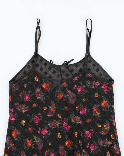 Vintage 90s Versailles Sheer Floral Slip Dress - M