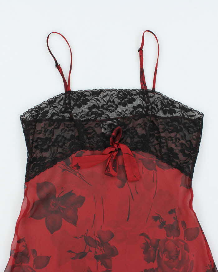 Vintage 90s 00s Lavie En Rose Mesh Slip Dress - M