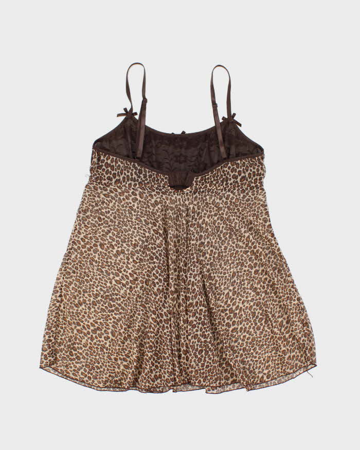 Vintage Y2k 00s Leopard Print Mesh Slip Dress - M