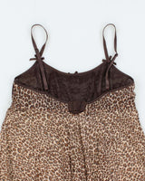 Vintage Y2k 00s Leopard Print Mesh Slip Dress - M