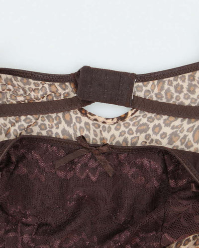 Vintage Y2k 00s Leopard Print Mesh Slip Dress - M