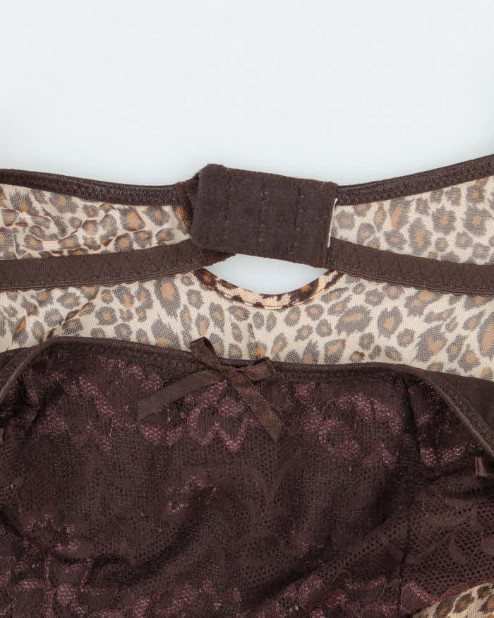 Vintage Y2k 00s Leopard Print Mesh Slip Dress - M