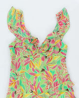 BCBG Max Azria Green Floral SIlk Midi Dress - L