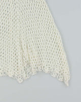 White Summer Cover Up Crochet Mini Dress - S
