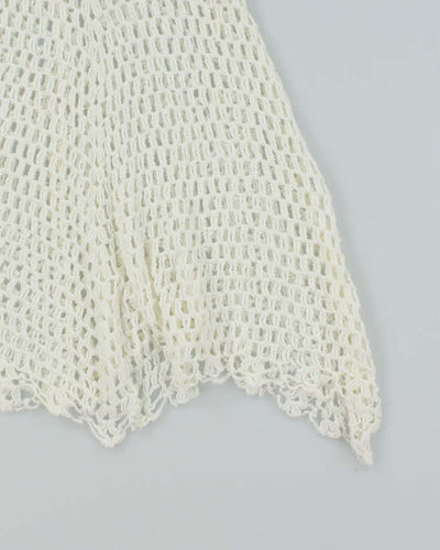 White Summer Cover Up Crochet Mini Dress - S