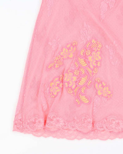 Vintage Y2k 00s Fredricks Lace Mesh Slip Dress - M