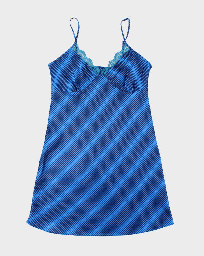 Vintage Y2k 00s Stripe Satin Slip Dress - M