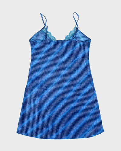 Vintage Y2k 00s Stripe Satin Slip Dress - M
