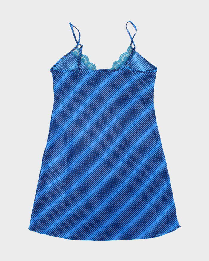 Vintage Y2k 00s Stripe Satin Slip Dress - M