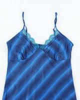 Vintage Y2k 00s Stripe Satin Slip Dress - M