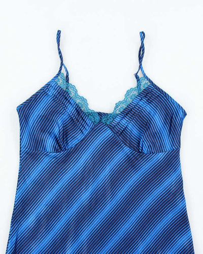 Vintage Y2k 00s Stripe Satin Slip Dress - M