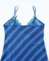 Vintage Y2k 00s Stripe Satin Slip Dress - M