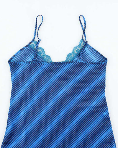 Vintage Y2k 00s Stripe Satin Slip Dress - M
