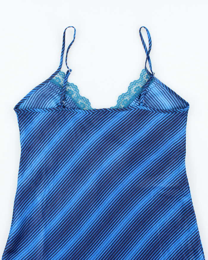Vintage Y2k 00s Stripe Satin Slip Dress - M