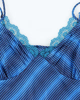Vintage Y2k 00s Stripe Satin Slip Dress - M