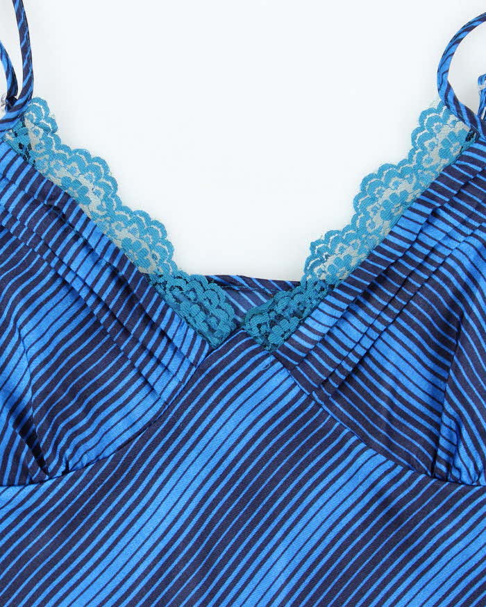 Vintage Y2k 00s Stripe Satin Slip Dress - M