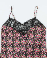 Vintage 90s French Maid Floral Slip Dress - M