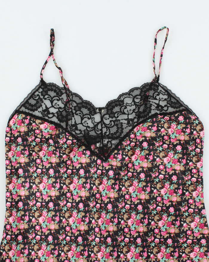 Vintage 90s French Maid Floral Slip Dress - M