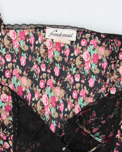 Vintage 90s French Maid Floral Slip Dress - M