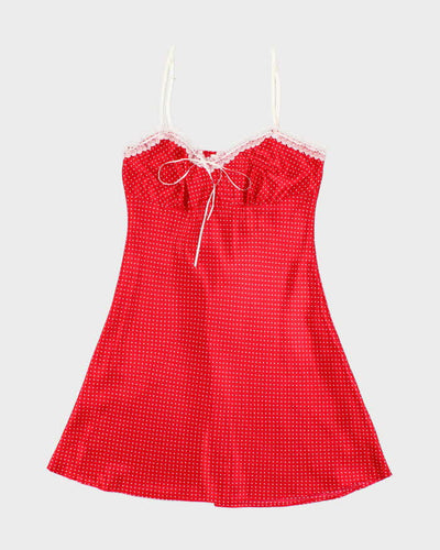 Vintage Y2k 00s La Vie En Rose Polka Dot Slip Dress - S