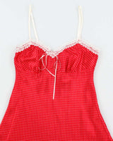 Vintage Y2k 00s La Vie En Rose Polka Dot Slip Dress - S