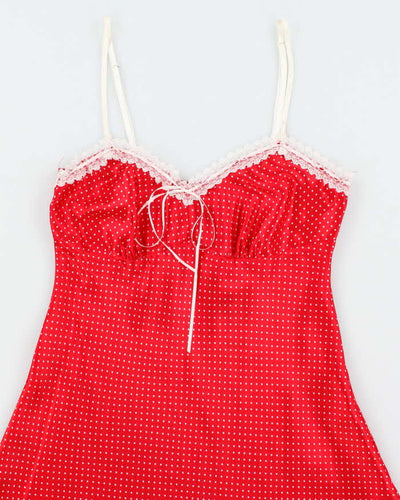 Vintage Y2k 00s La Vie En Rose Polka Dot Slip Dress - S