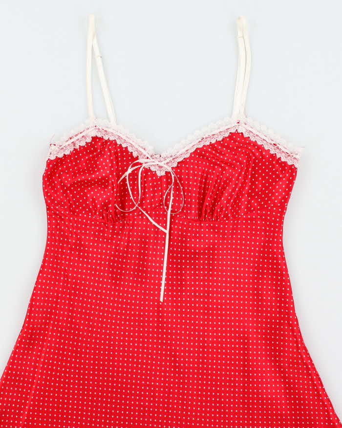 Vintage Y2k 00s La Vie En Rose Polka Dot Slip Dress - S