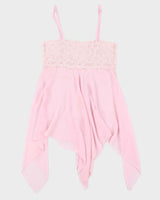 Vintage Y2k 00s La Vie En Rose Handkerchief Hem Slip Dress - M
