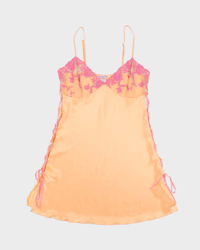 Vintage Y2k 00s La Vie En Rose Lace-up Slip Dress - M