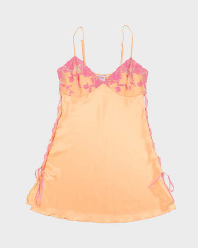 Vintage Y2k 00s La Vie En Rose Lace-up Slip Dress - M