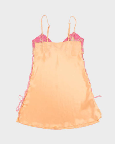 Vintage Y2k 00s La Vie En Rose Lace-up Slip Dress - M