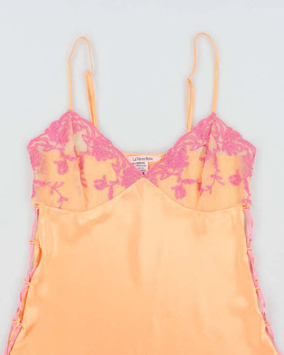 Vintage Y2k 00s La Vie En Rose Lace-up Slip Dress - M