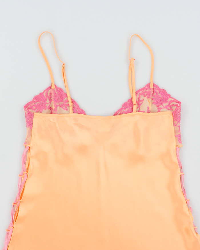 Vintage Y2k 00s La Vie En Rose Lace-up Slip Dress - M