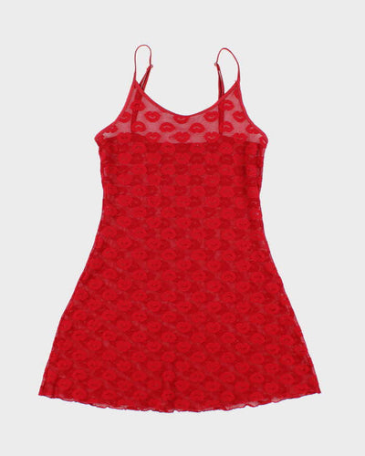 Vintage Y2k 00s La Vie En Rose Mesh Slip Dress - S