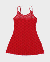 Vintage Y2k 00s La Vie En Rose Mesh Slip Dress - S