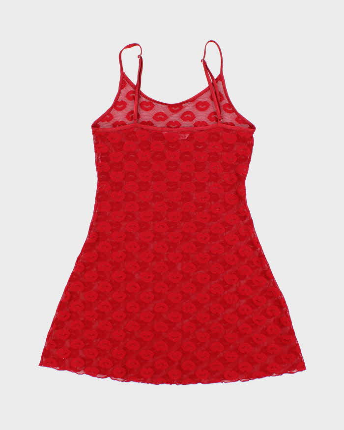 Vintage Y2k 00s La Vie En Rose Mesh Slip Dress - S