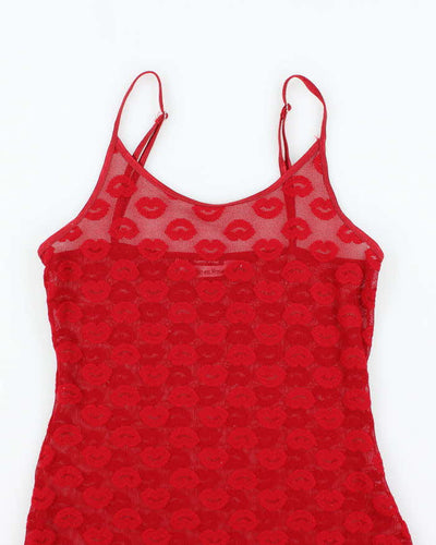 Vintage Y2k 00s La Vie En Rose Mesh Slip Dress - S
