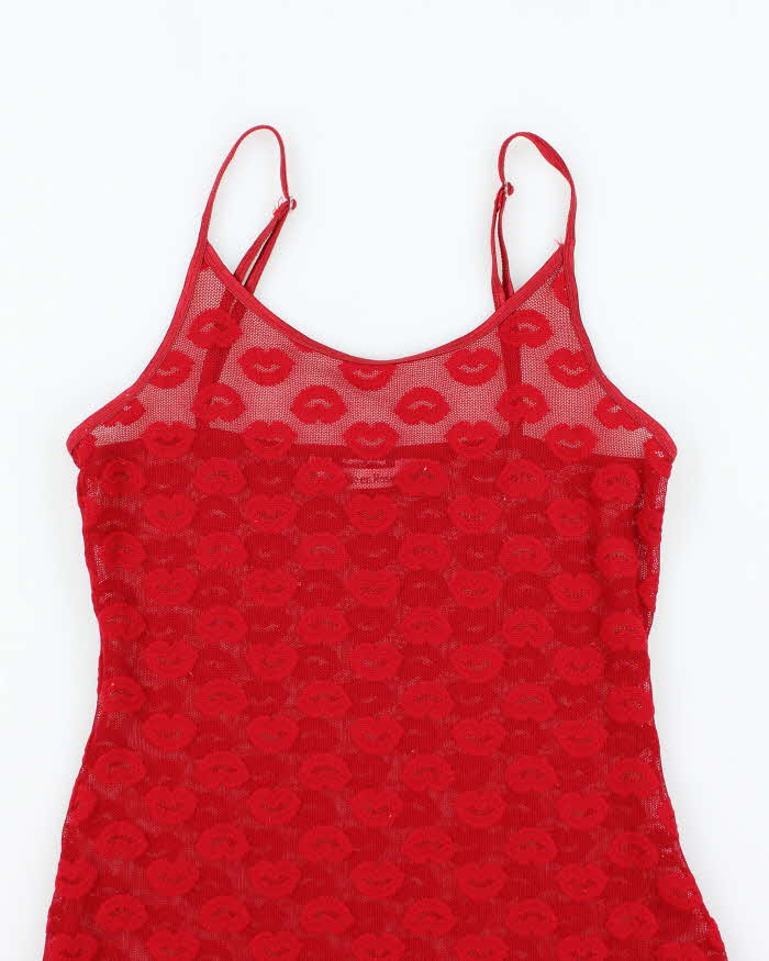 Vintage Y2k 00s La Vie En Rose Mesh Slip Dress - S
