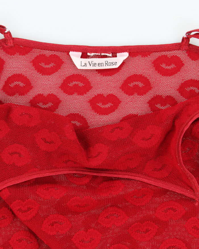 Vintage Y2k 00s La Vie En Rose Mesh Slip Dress - S
