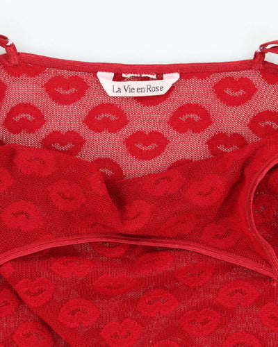 Vintage Y2k 00s La Vie En Rose Mesh Slip Dress - S