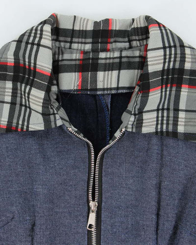 Vintage Y2k 00s Eyelet Tartan Zip-Up Denim Dress - S