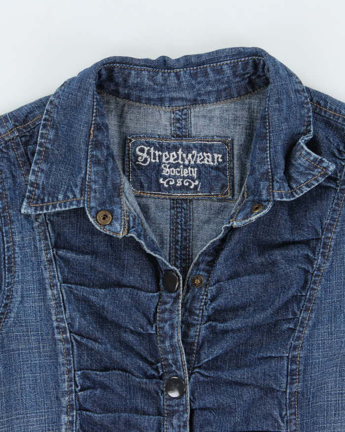 Vintage Y2k 00s Streetwear Society Denim Dress - S