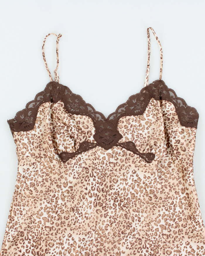 Vintage Y2k 00s La Senza Leopard Print Slip Dress - M