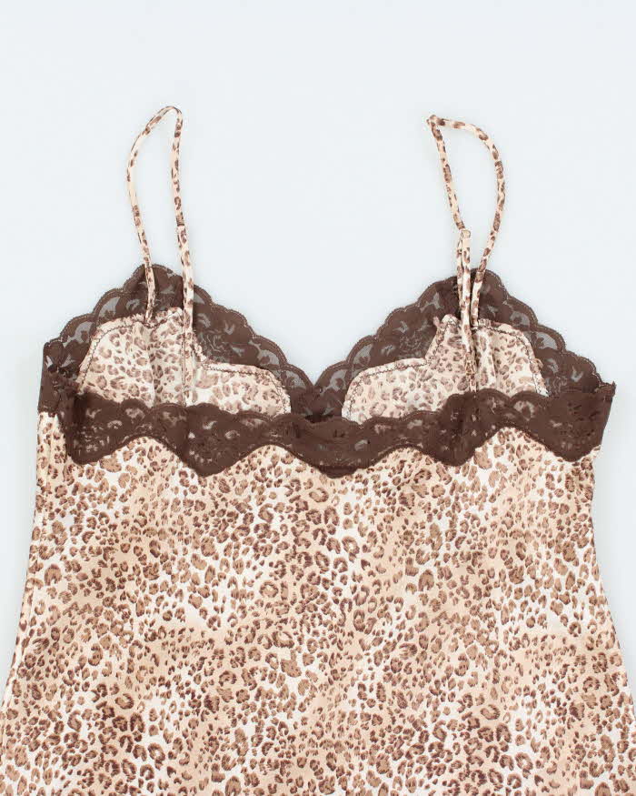 Vintage Y2k 00s La Senza Leopard Print Slip Dress - M